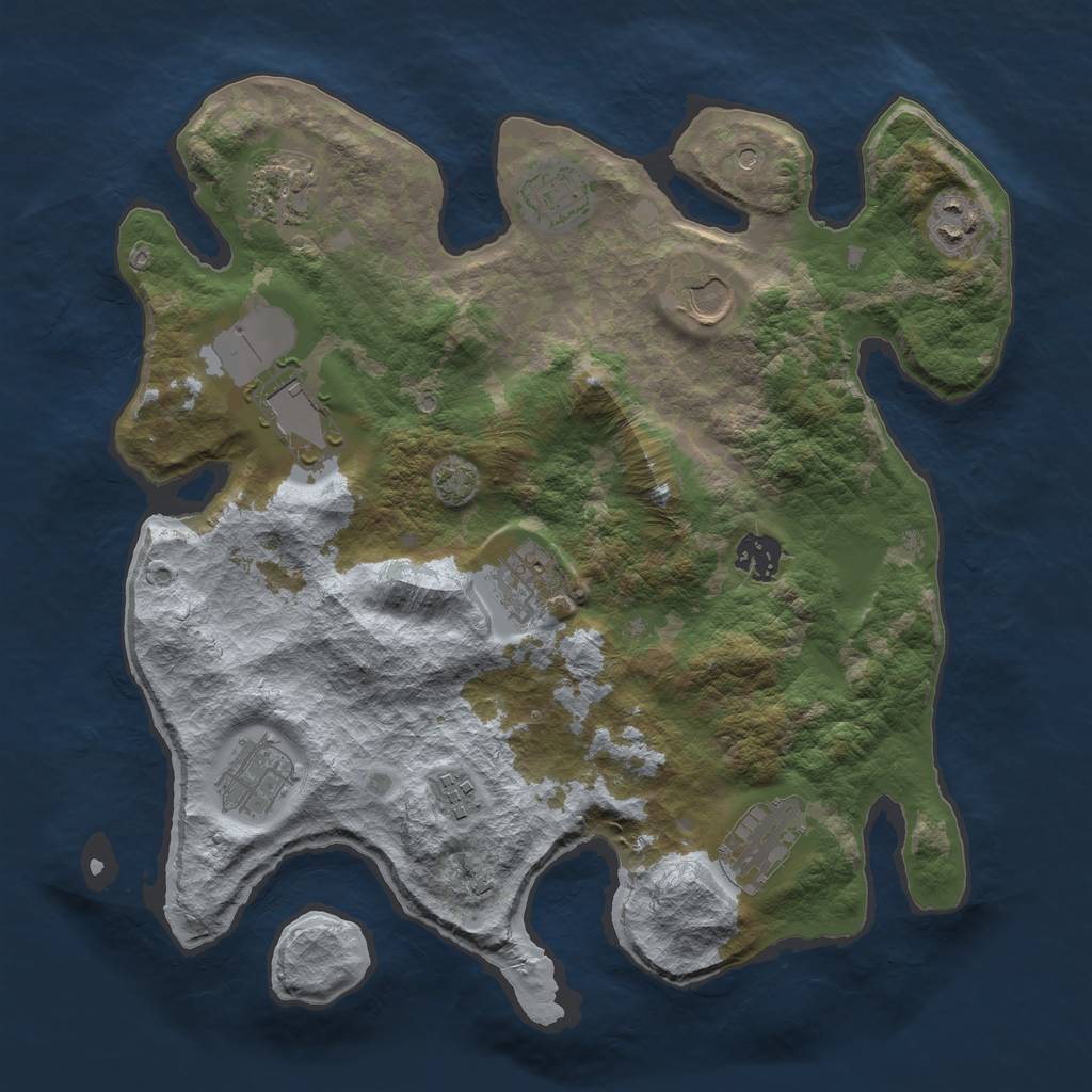 Rust Map: Barren, Size: 3500, Seed: 555480906, 13 Monuments