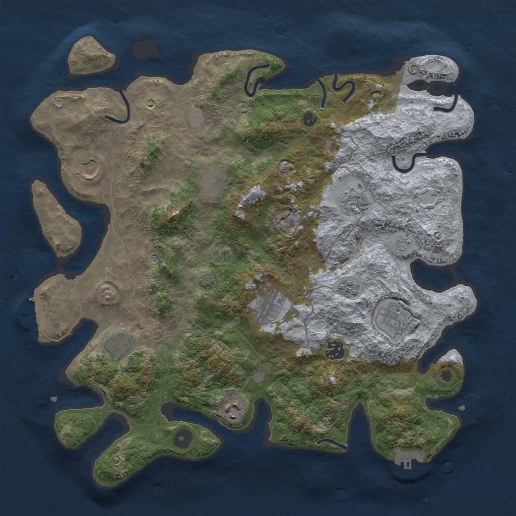 Rust Map: Procedural Map, Size: 4000, Seed: 1372366227, 16 Monuments