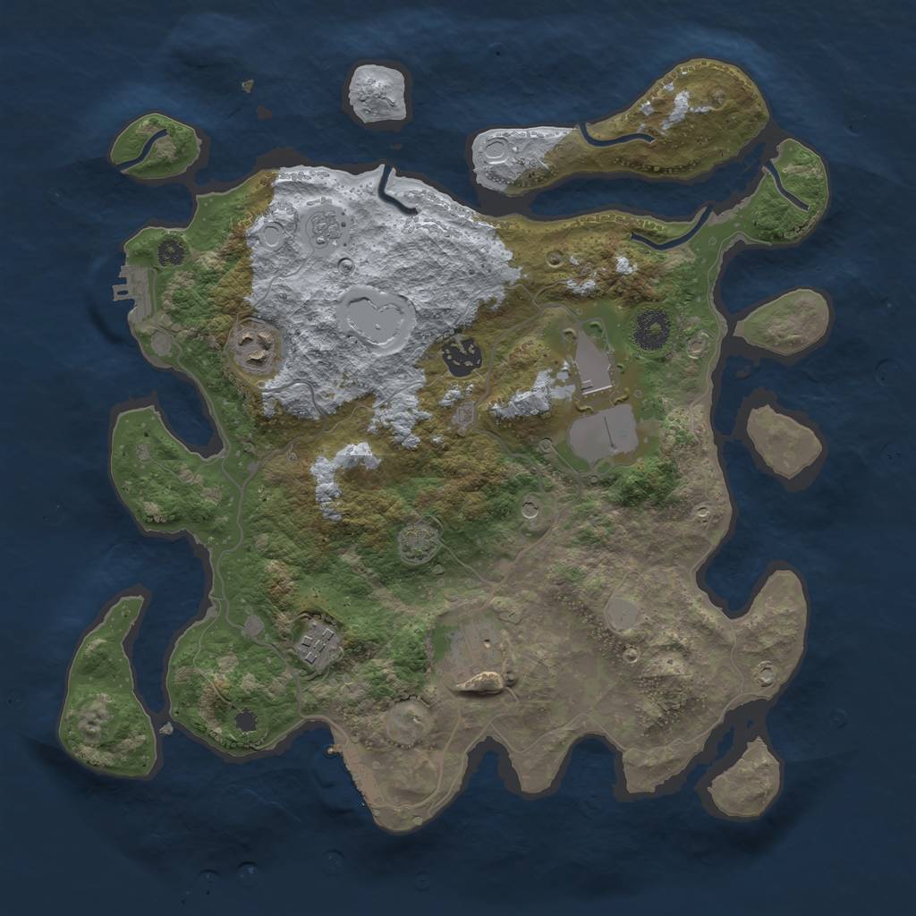 Rust Map: Procedural Map, Size: 3500, Seed: 1310203201, 12 Monuments