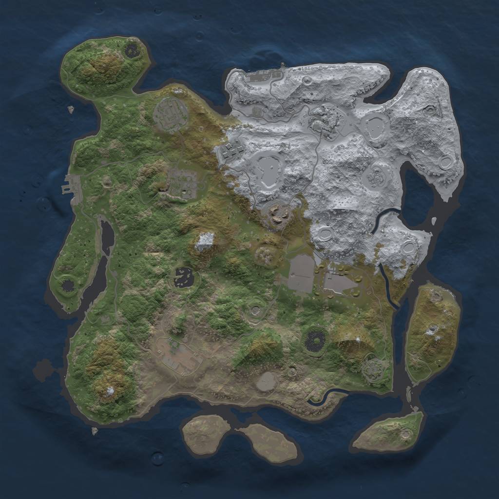 Rust Map: Procedural Map, Size: 3500, Seed: 1256134734, 15 Monuments