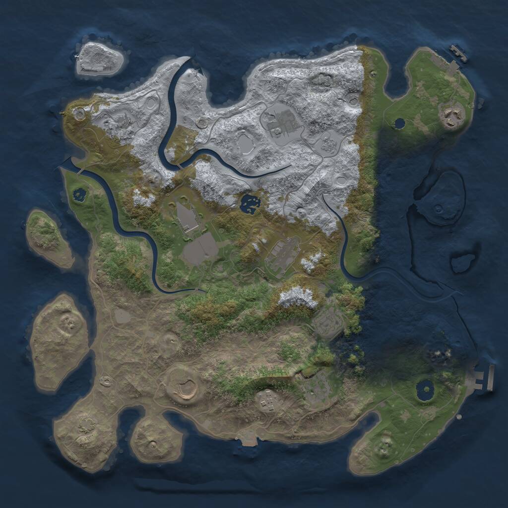 Rust Map: Procedural Map, Size: 3850, Seed: 3221982, 16 Monuments