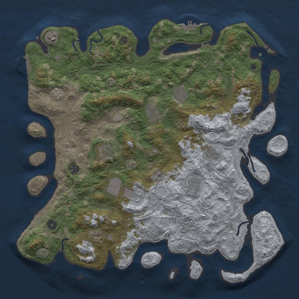 Rust Map: Procedural Map, Size: 4500, Seed: 664300392, 17 Monuments