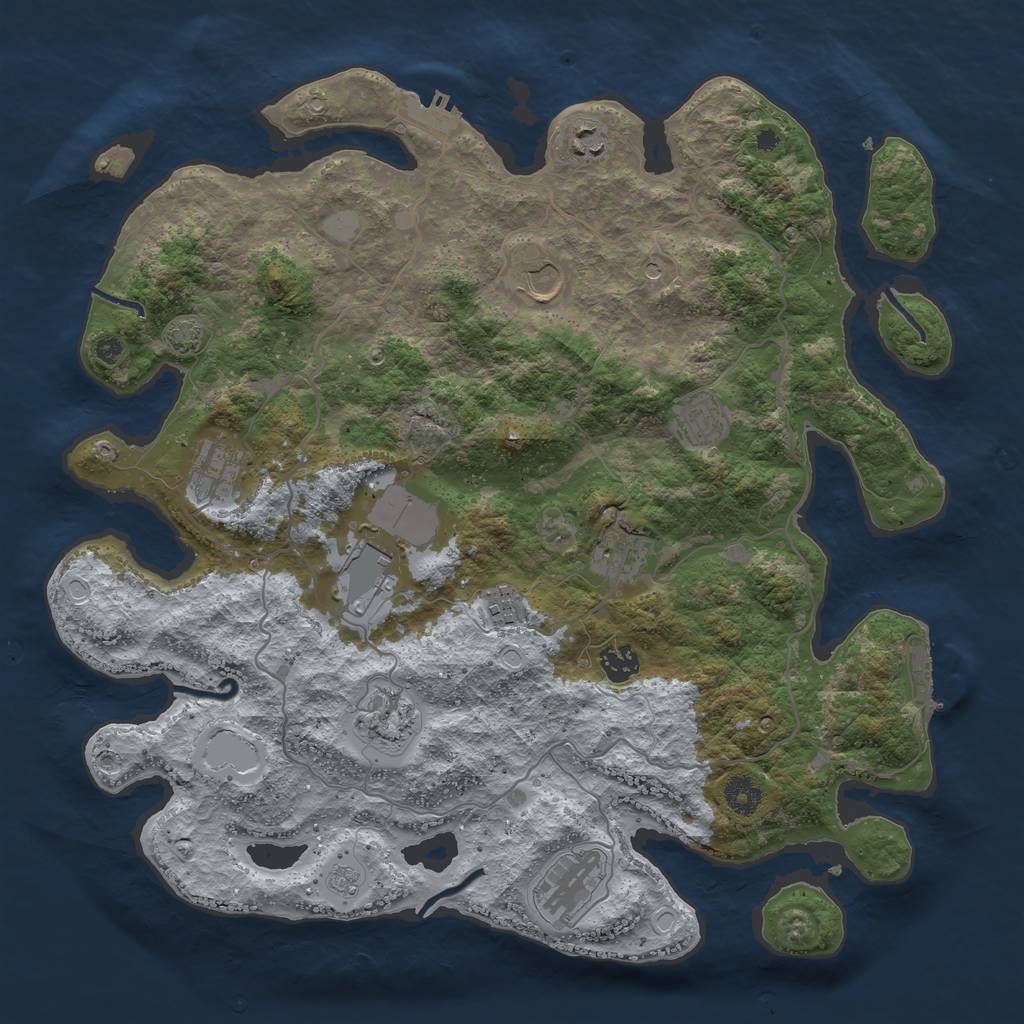 Rust Map: Procedural Map, Size: 4000, Seed: 424288462, 17 Monuments