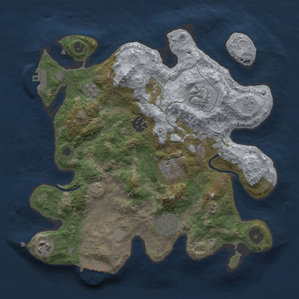Rust Map: Procedural Map, Size: 3000, Seed: 1412050696, 12 Monuments