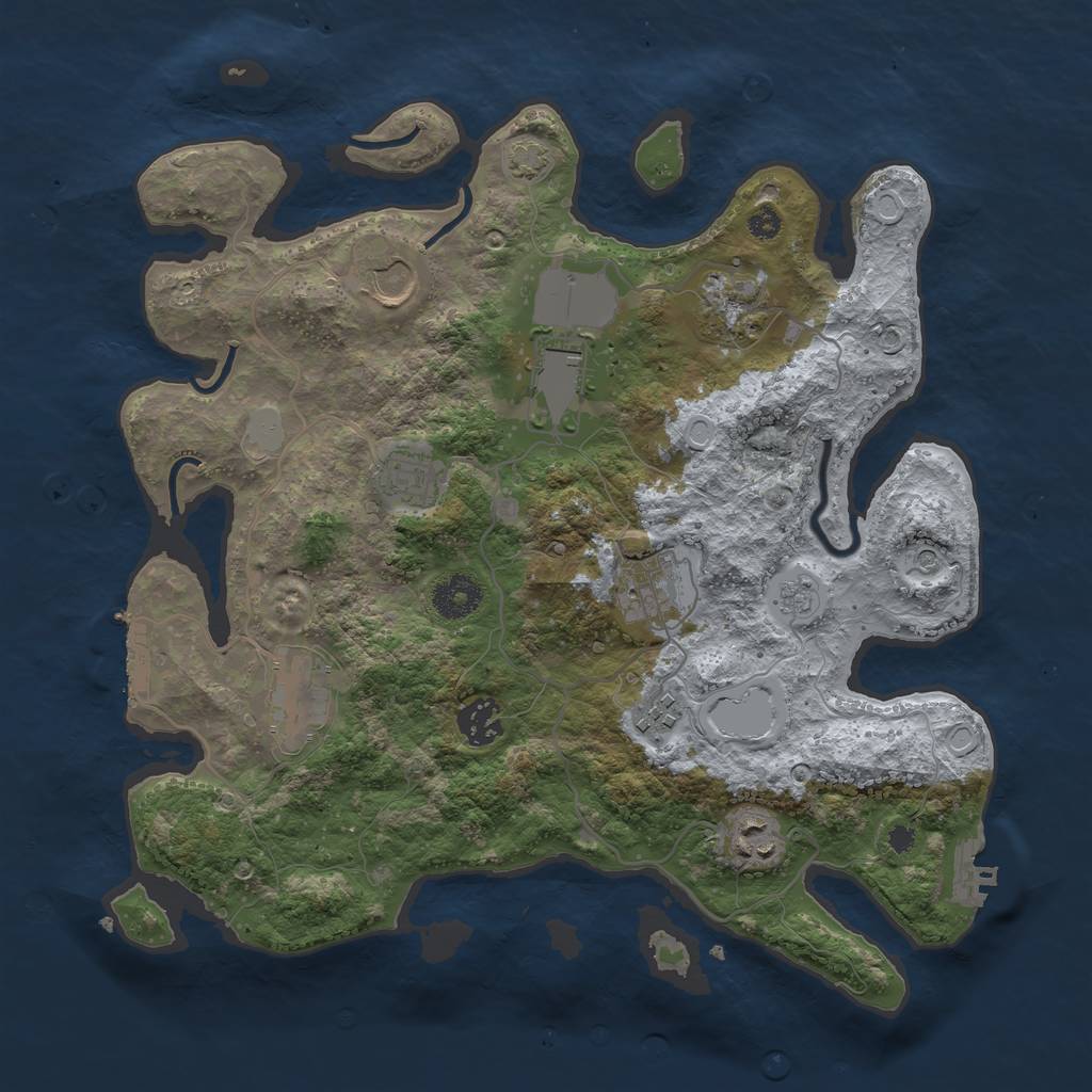 Rust Map: Procedural Map, Size: 3500, Seed: 37546, 16 Monuments