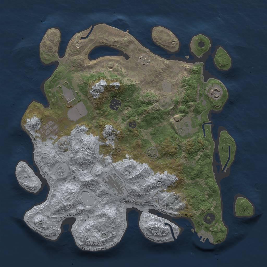 Rust Map: Procedural Map, Size: 3500, Seed: 1258169983, 14 Monuments