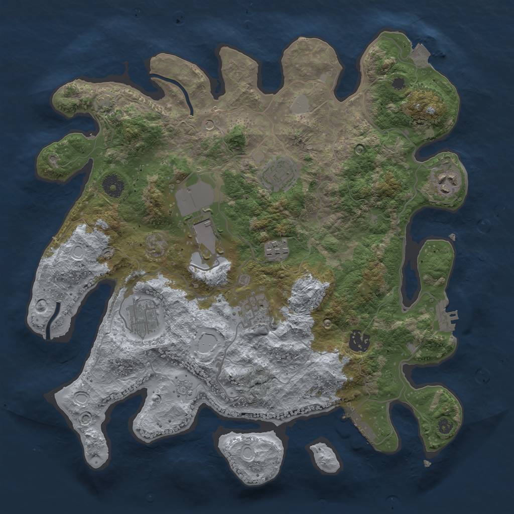 Rust Map: Procedural Map, Size: 3500, Seed: 336365780, 15 Monuments