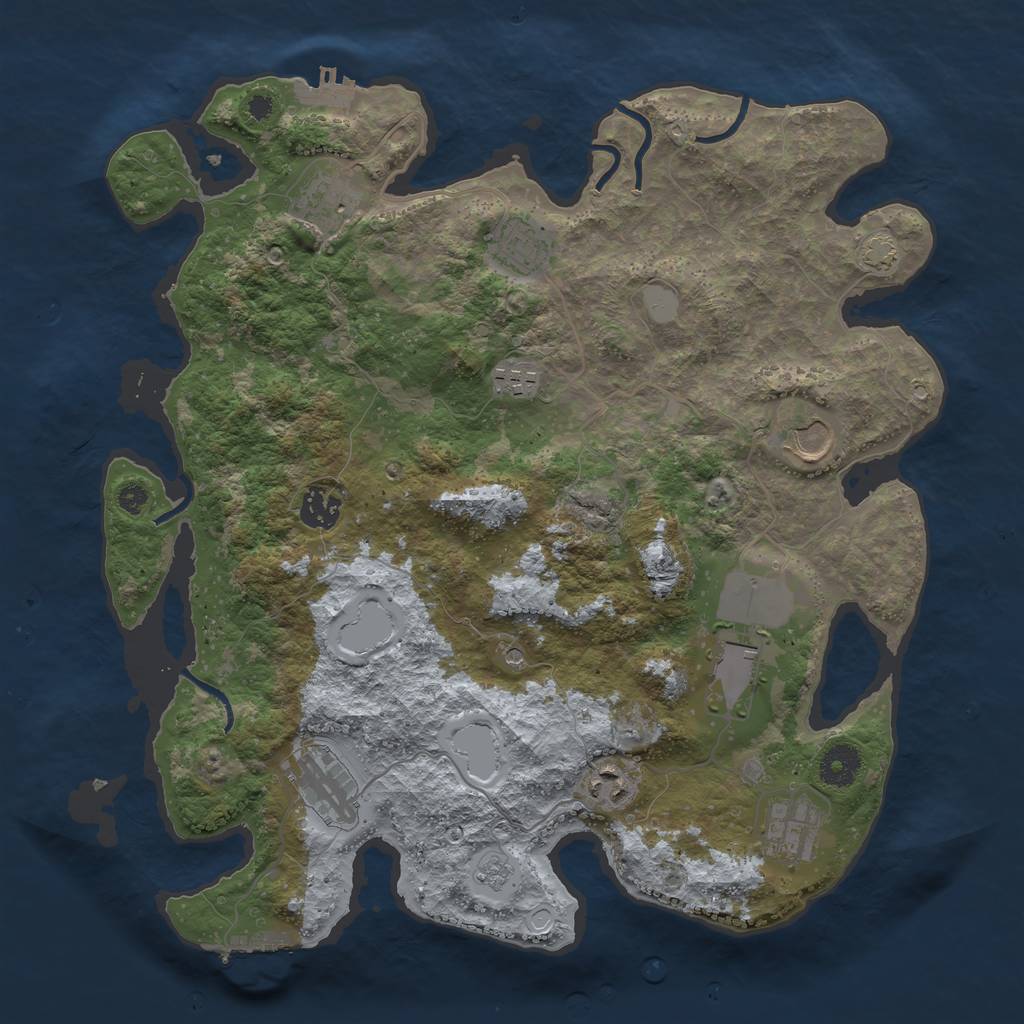 Rust Map: Procedural Map, Size: 3700, Seed: 21231321, 16 Monuments