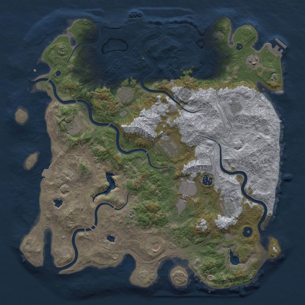 Rust Map: Procedural Map, Size: 4500, Seed: 1293136643, 16 Monuments