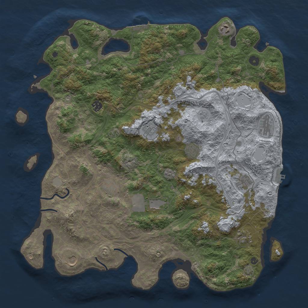 Rust Map: Procedural Map, Size: 4500, Seed: 1293136643, 18 Monuments
