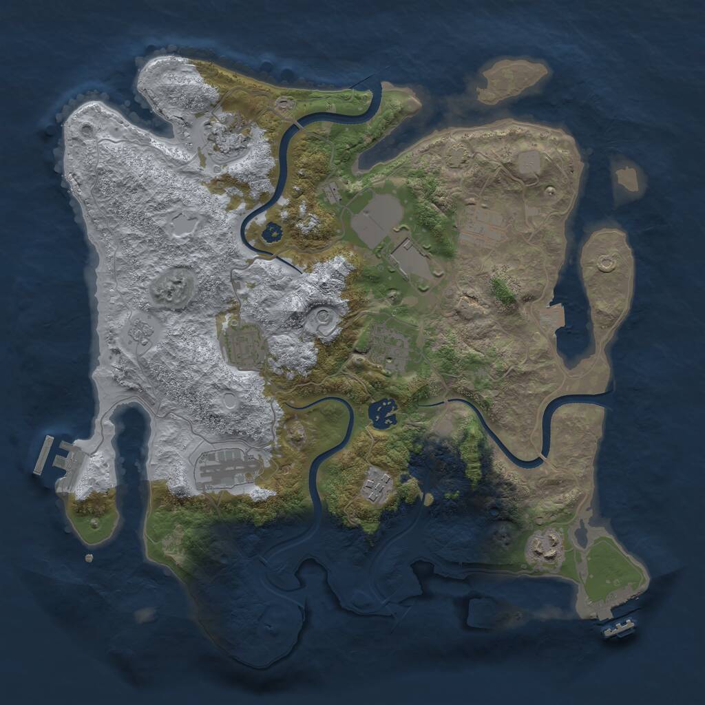 Rust Map: Procedural Map, Size: 3500, Seed: 1757005, 15 Monuments