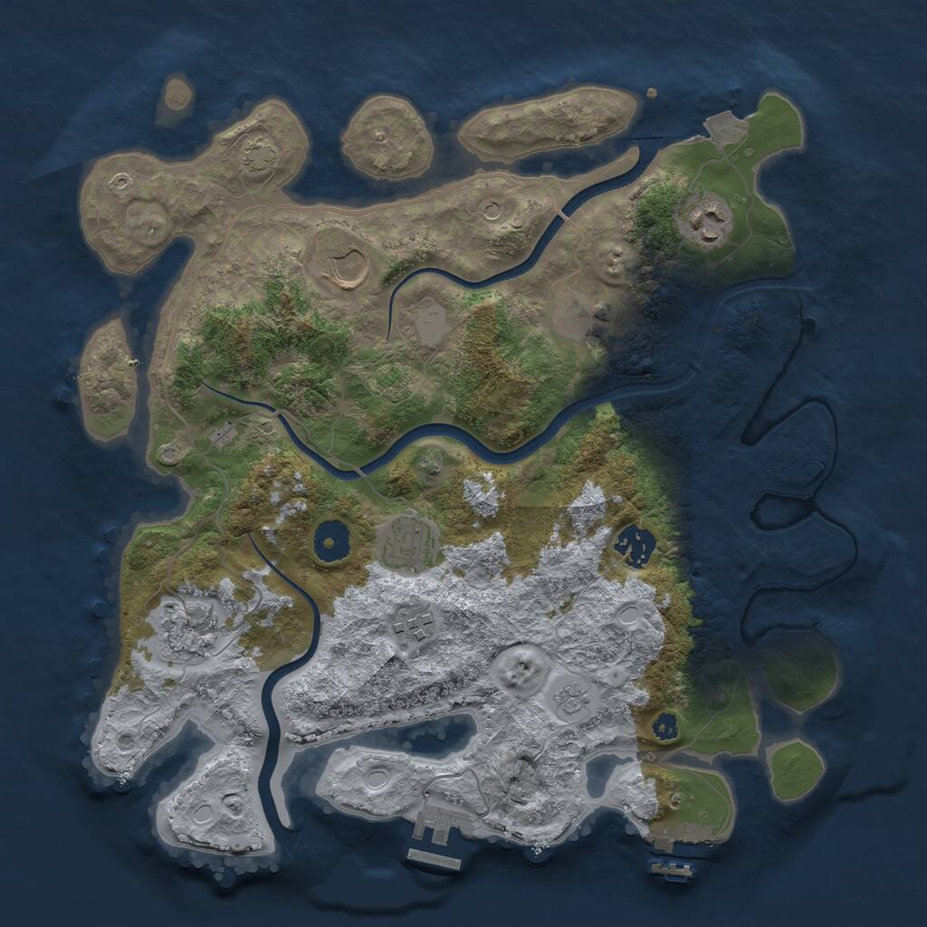 Rust Map: Procedural Map, Size: 3500, Seed: 1723161880, 13 Monuments