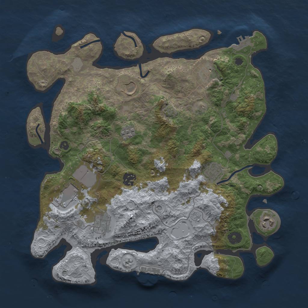 Rust Map: Procedural Map, Size: 3500, Seed: 1723161880, 15 Monuments