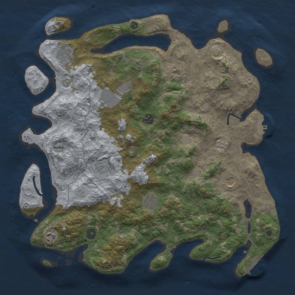 Rust Map: Procedural Map, Size: 4200, Seed: 4957, 17 Monuments