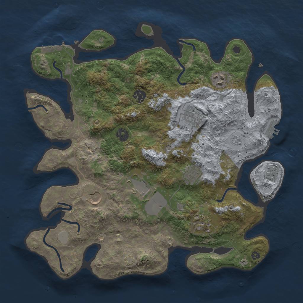 Rust Map: Procedural Map, Size: 3500, Seed: 6579106, 15 Monuments