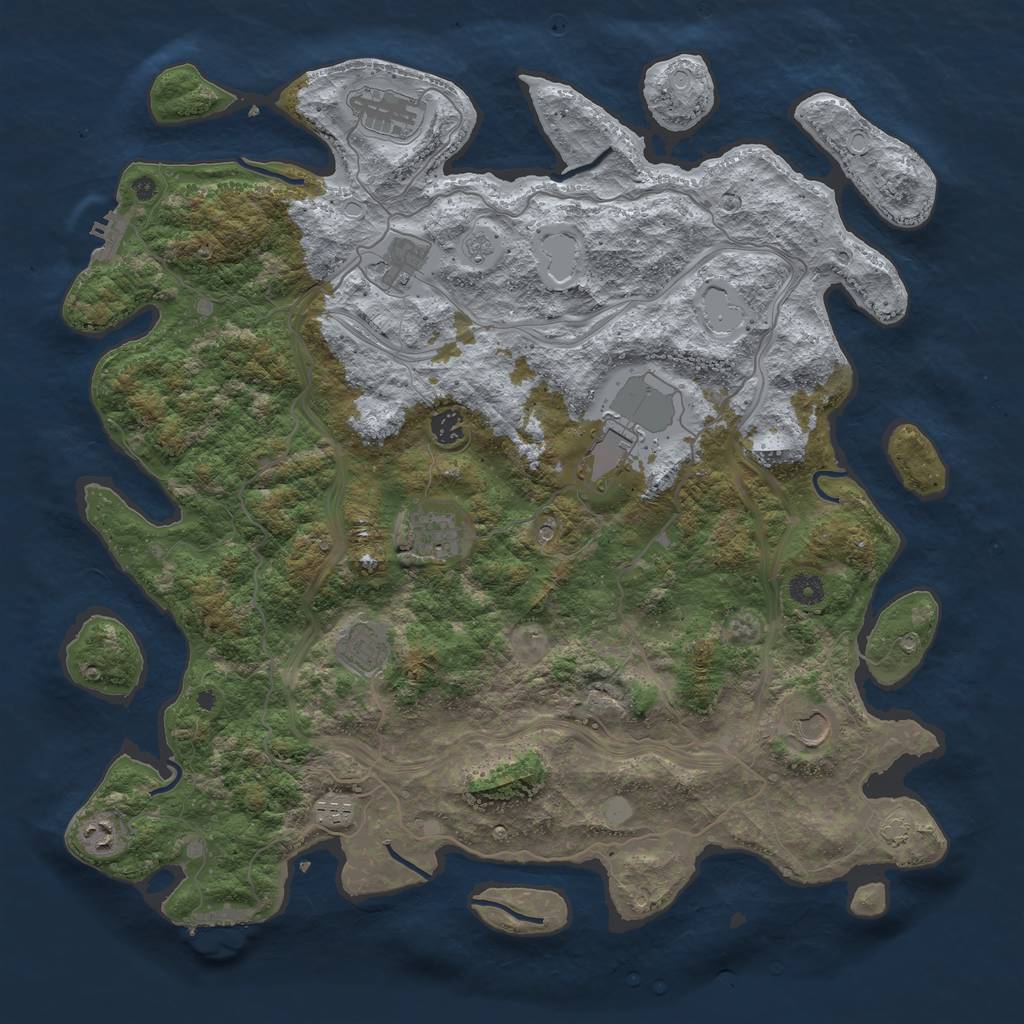 Rust Map: Procedural Map, Size: 4500, Seed: 743, 16 Monuments