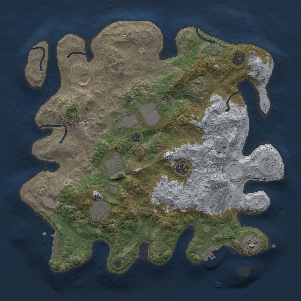 Rust Map: Procedural Map, Size: 3550, Seed: 936651, 16 Monuments