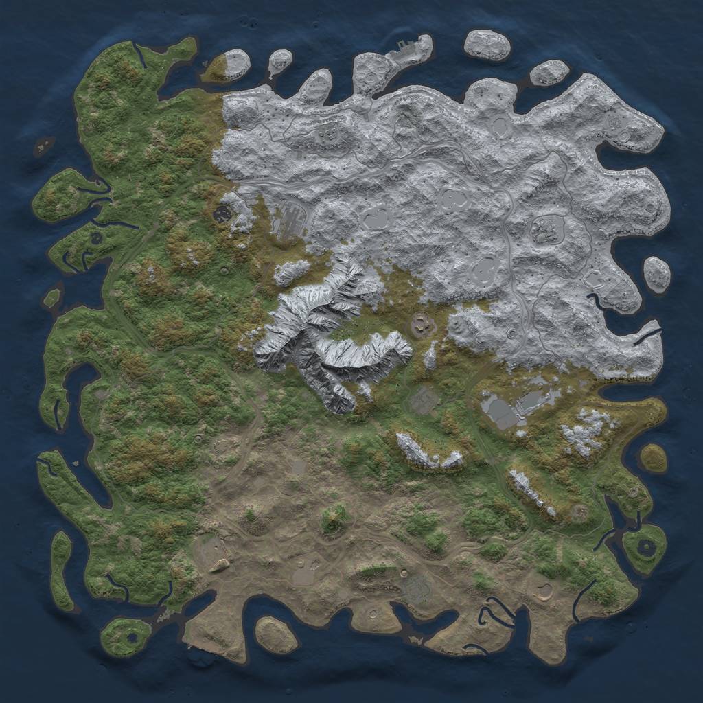 Rust Map: Procedural Map, Size: 6000, Seed: 1342220500, 18 Monuments