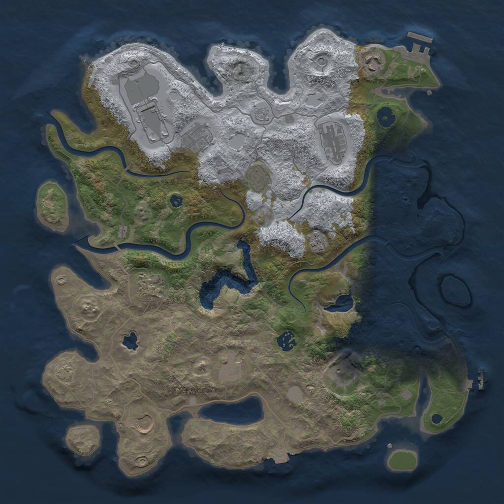 Rust Map: Procedural Map, Size: 4000, Seed: 2256343, 17 Monuments