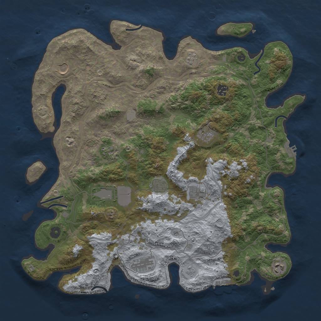 Rust Map: Procedural Map, Size: 4250, Seed: 4033854, 17 Monuments