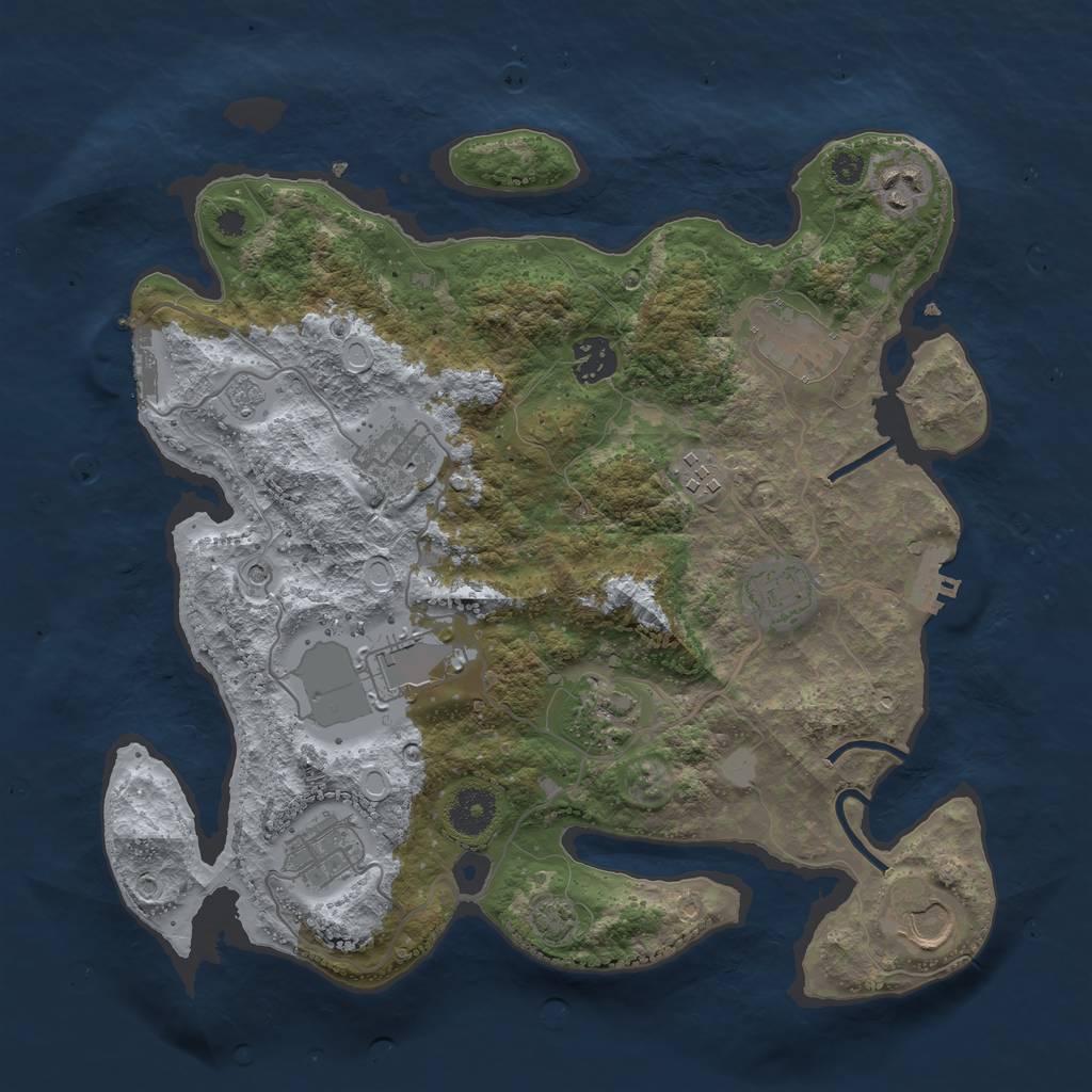 Rust Map: Procedural Map, Size: 3500, Seed: 436053550, 17 Monuments