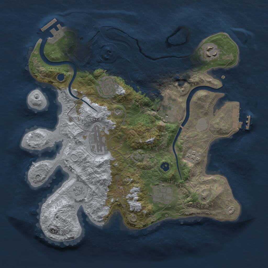 Rust Map: Procedural Map, Size: 3000, Seed: 17239, 12 Monuments
