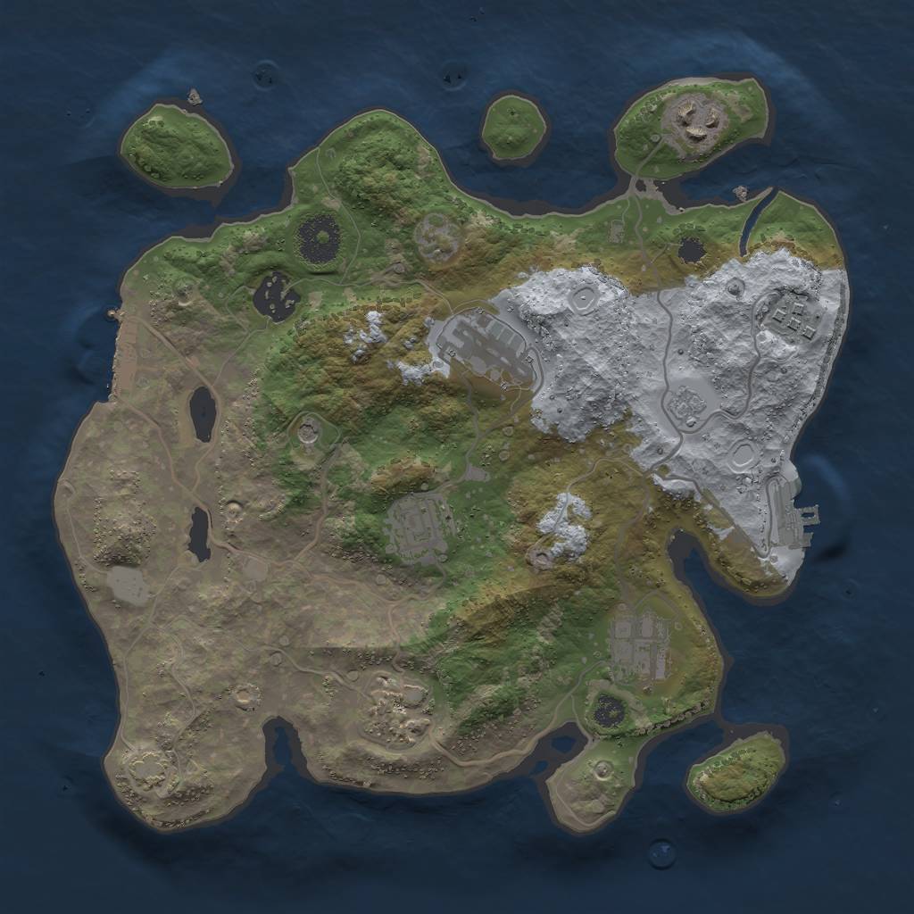 Rust Map: Procedural Map, Size: 3000, Seed: 810510959, 14 Monuments