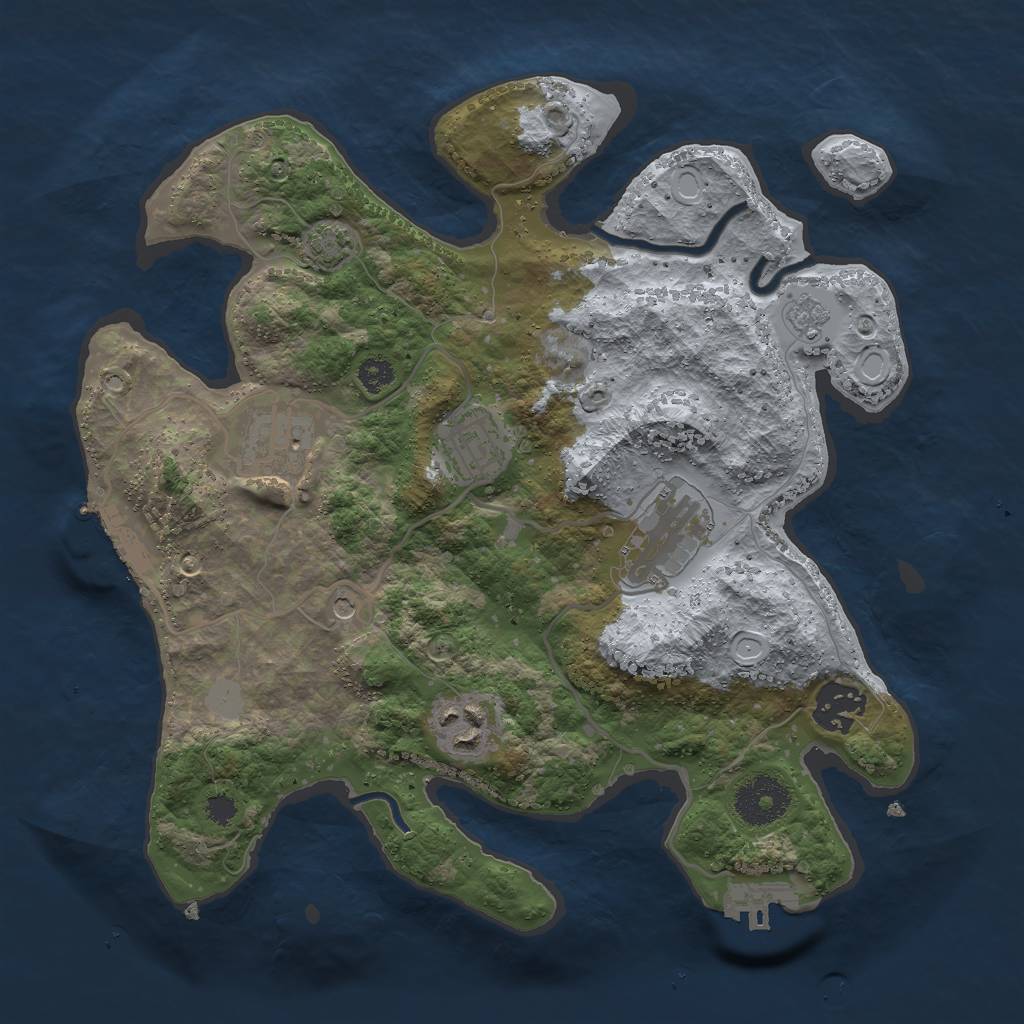 Rust Map: Procedural Map, Size: 3000, Seed: 9373, 12 Monuments
