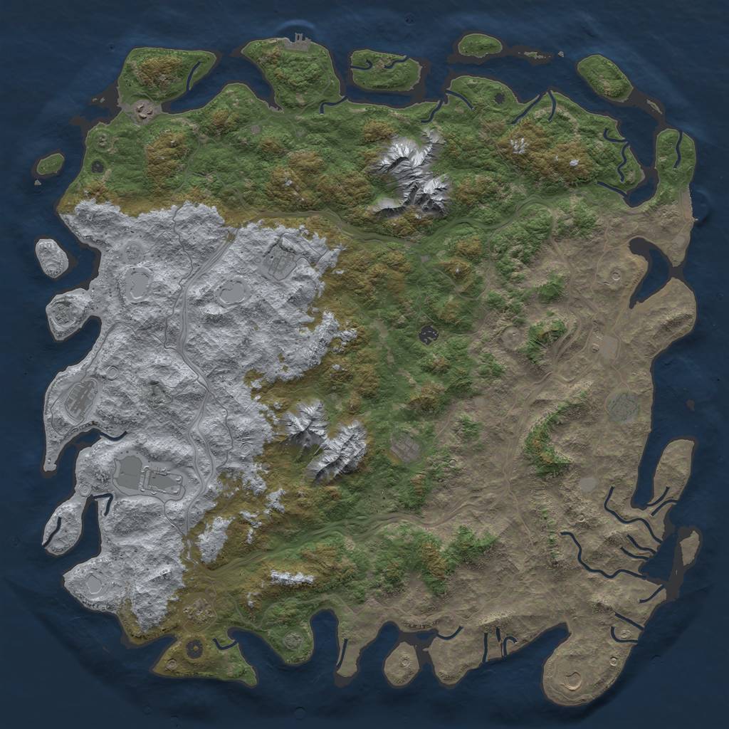 Rust Map: Procedural Map, Size: 6000, Seed: 895627376, 18 Monuments
