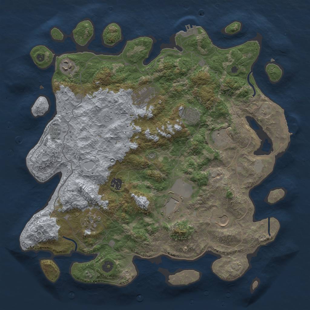 Rust Map: Procedural Map, Size: 4000, Seed: 2039300582, 17 Monuments
