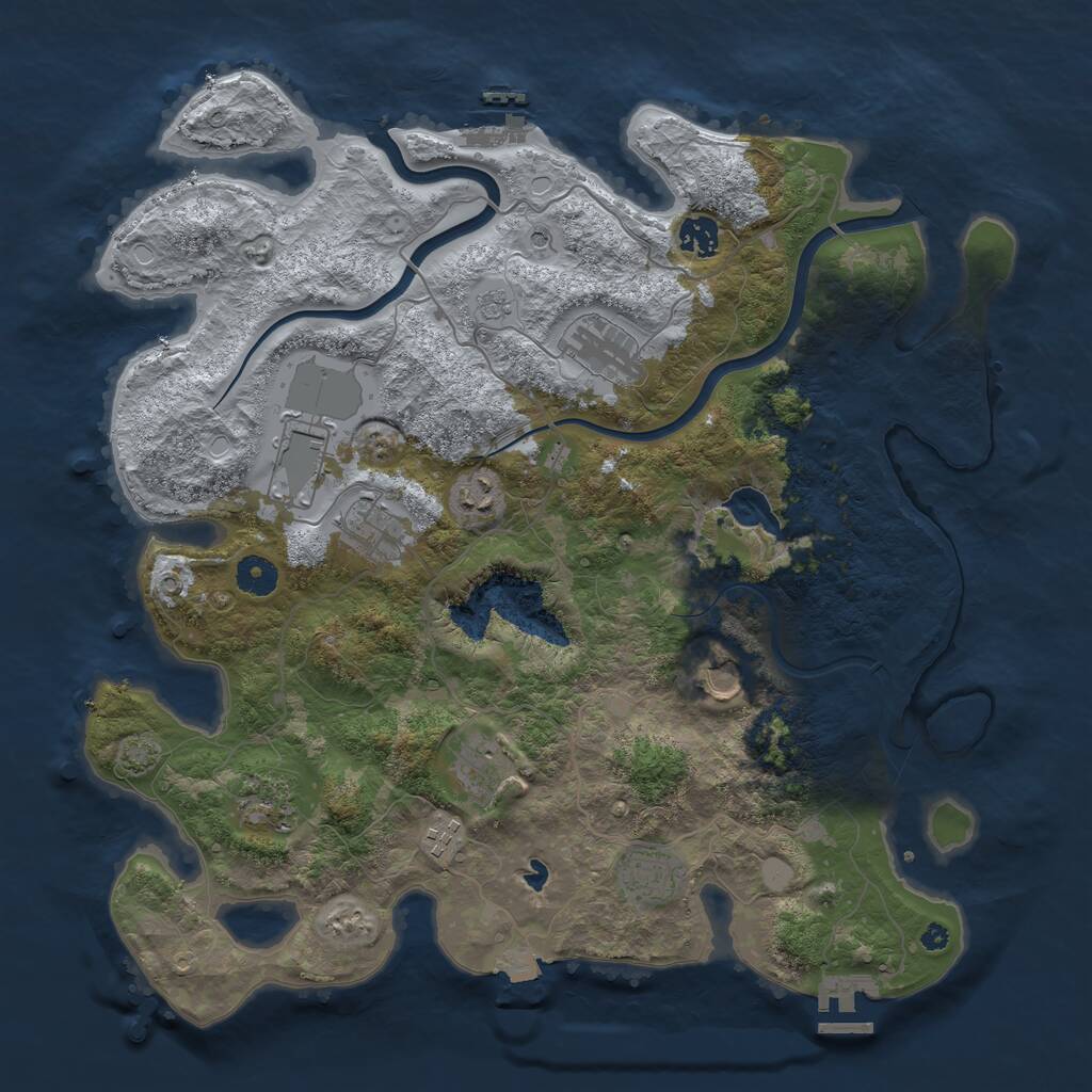 Rust Map: Procedural Map, Size: 4000, Seed: 1842784486, 16 Monuments