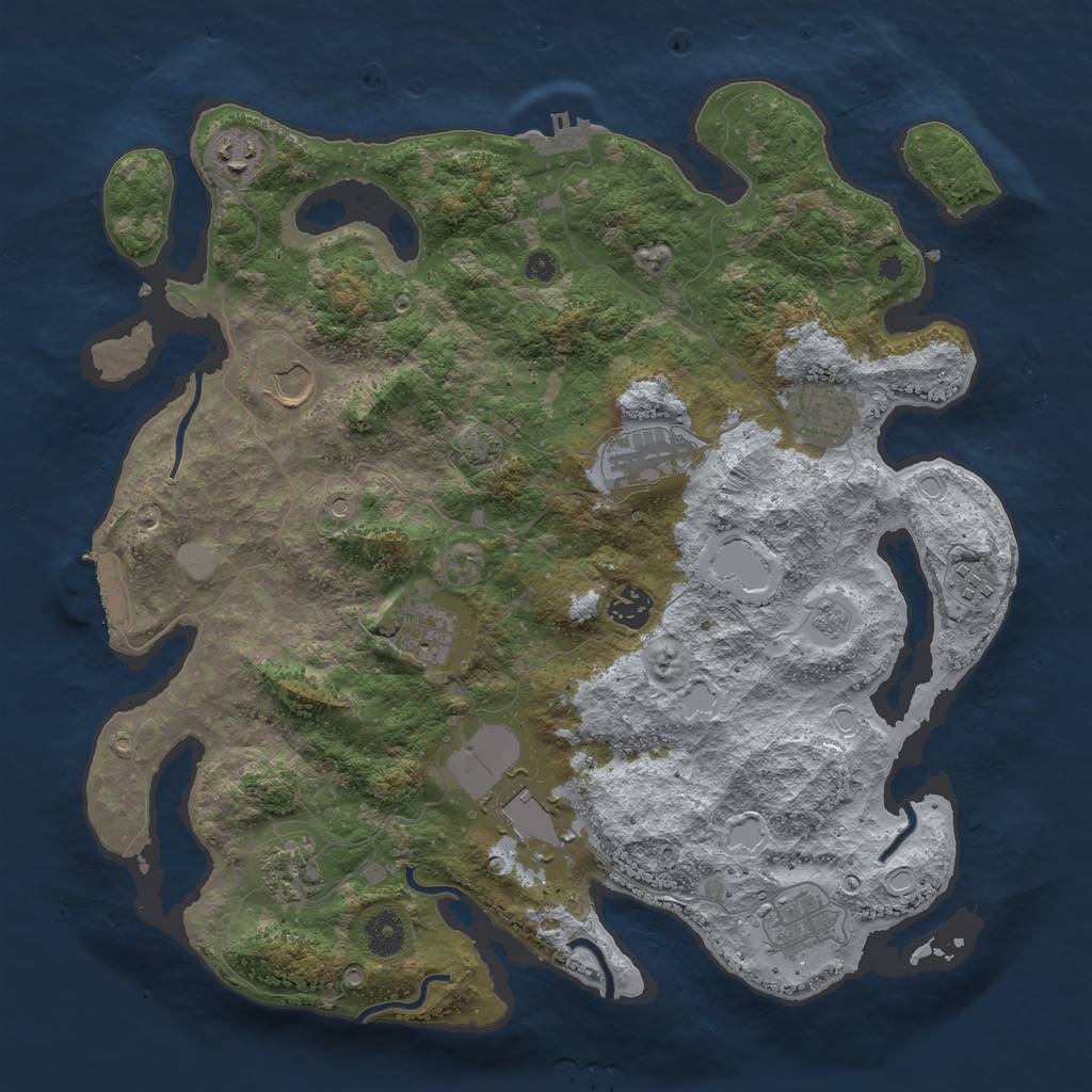 Rust Map: Procedural Map, Size: 3850, Seed: 541837492, 18 Monuments