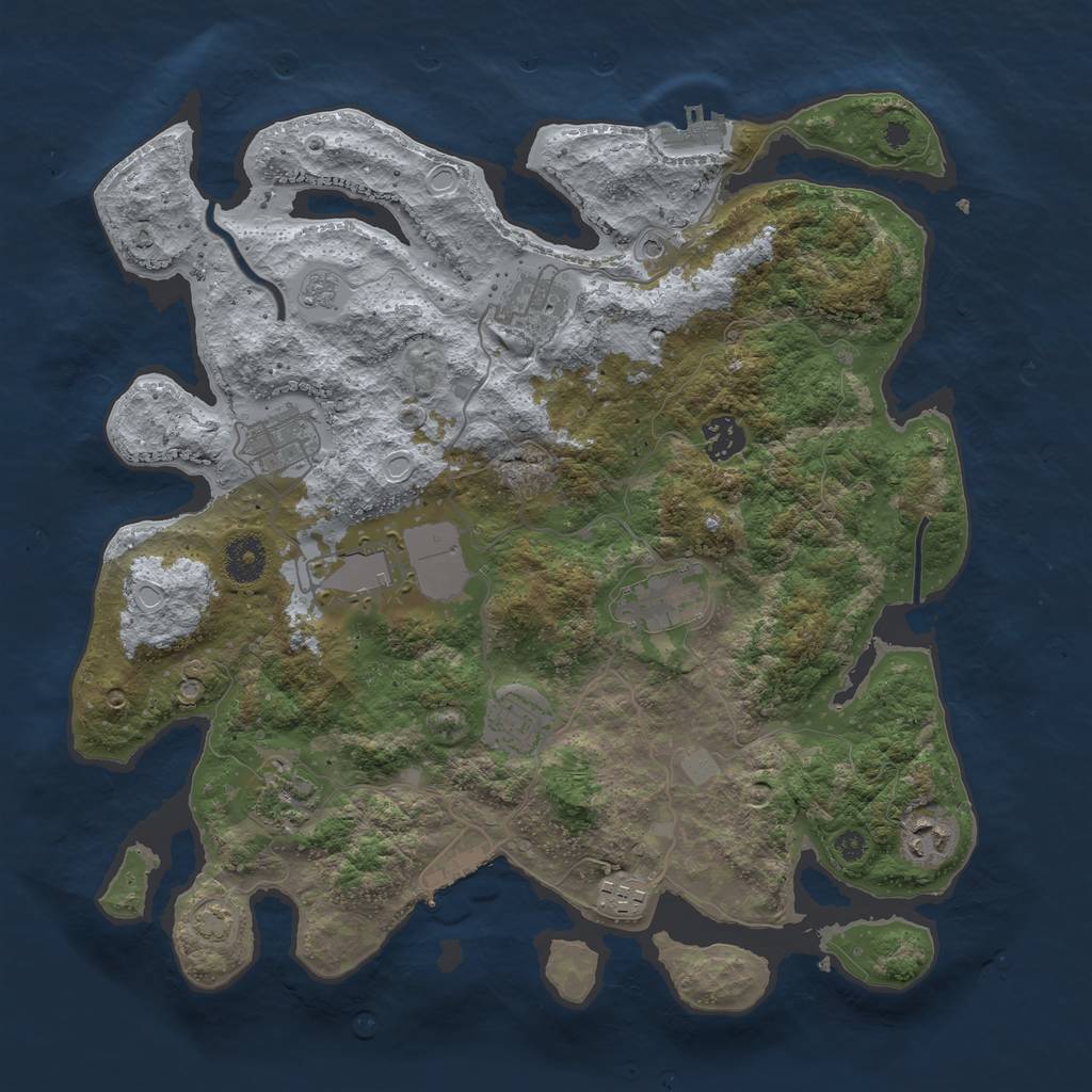 Rust Map: Procedural Map, Size: 3700, Seed: 98348188, 16 Monuments