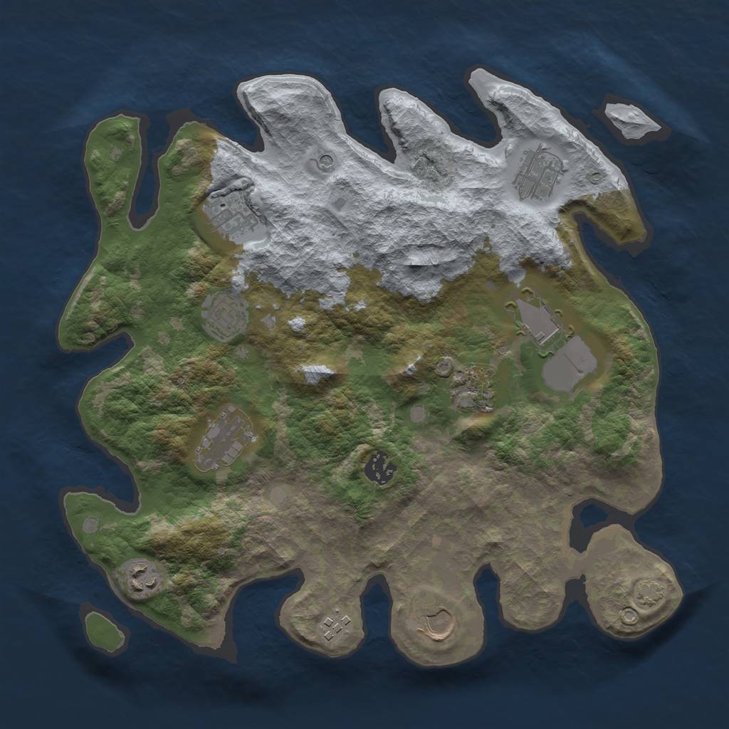 Rust Map: Barren, Size: 3500, Seed: 47353062, 14 Monuments