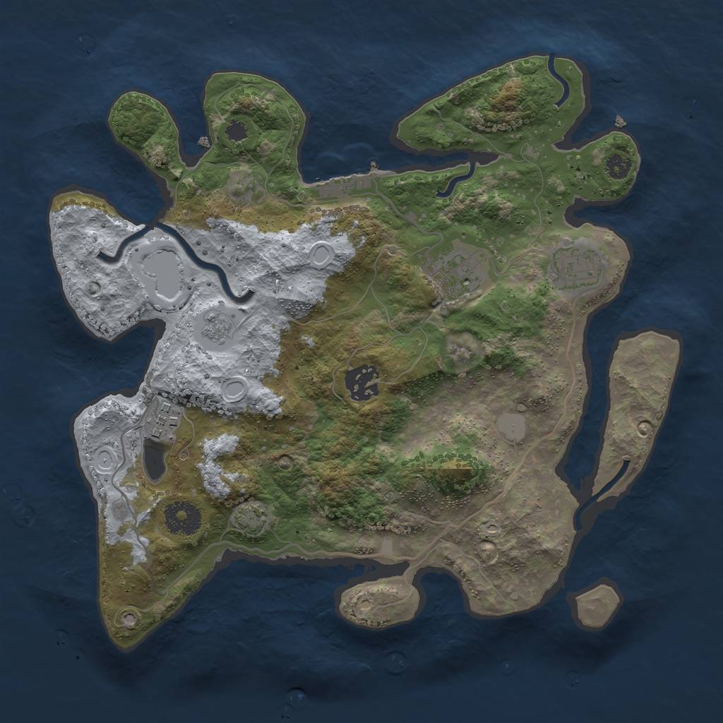 Rust Map: Procedural Map, Size: 3000, Seed: 162576940, 10 Monuments