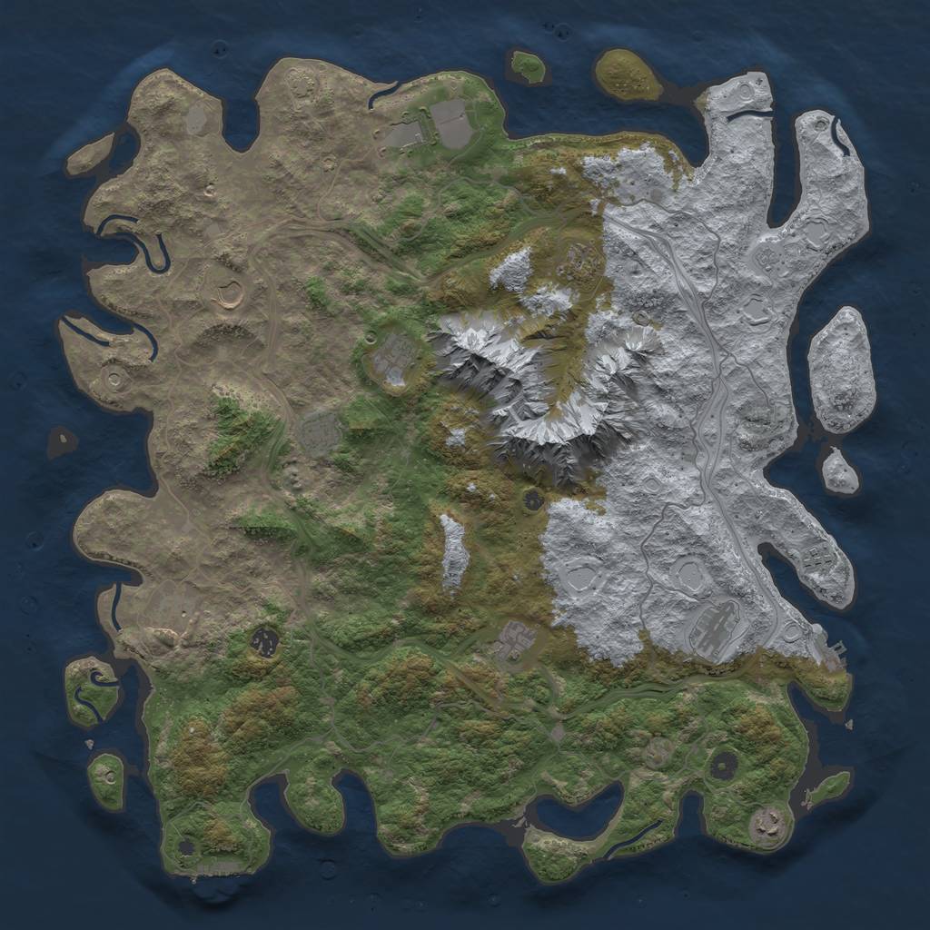 Rust Map: Procedural Map, Size: 5000, Seed: 3652148, 18 Monuments