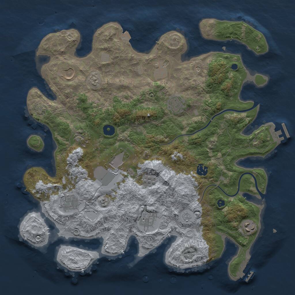 Rust Map: Procedural Map, Size: 3850, Seed: 1789985829, 16 Monuments