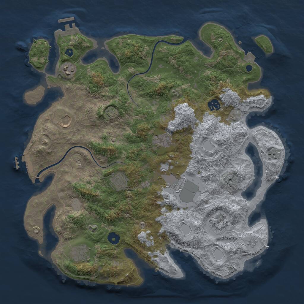 Rust Map: Procedural Map, Size: 3800, Seed: 541837492, 15 Monuments