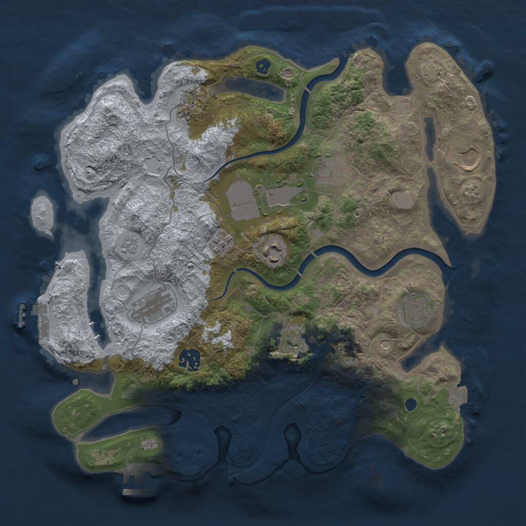 Rust Map: Procedural Map, Size: 3500, Seed: 11988886, 16 Monuments