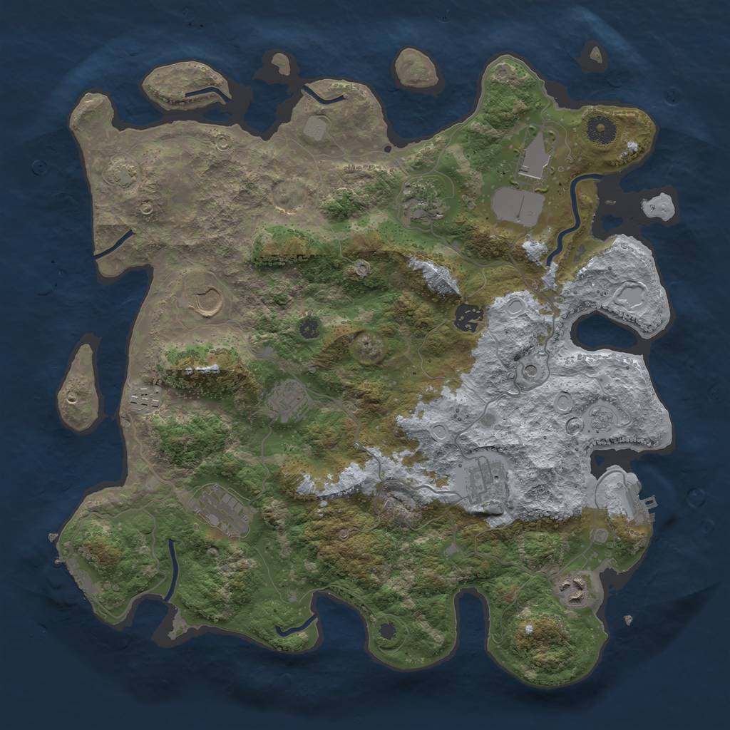 Rust Map: Procedural Map, Size: 3800, Seed: 90127856, 16 Monuments