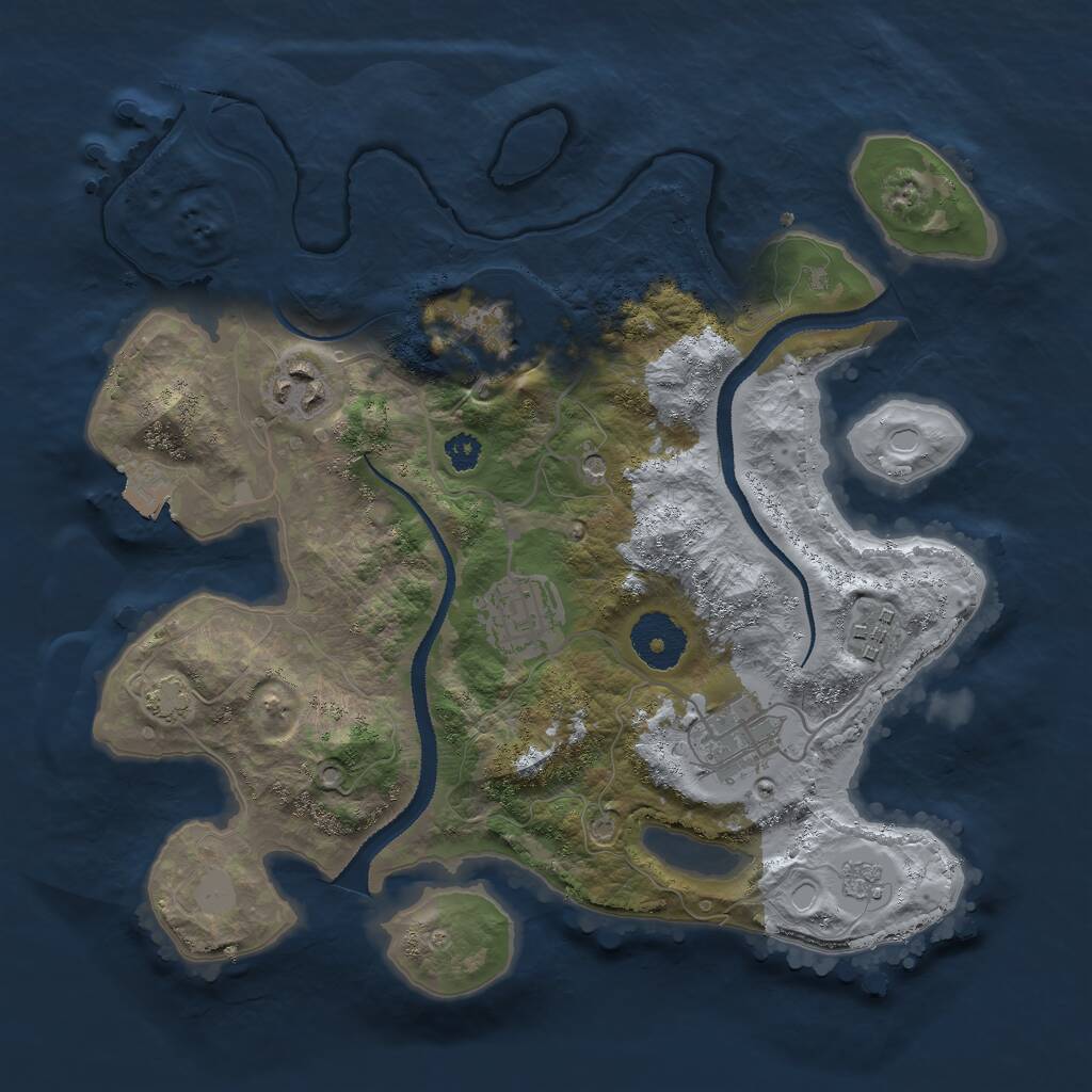 Rust Map: Procedural Map, Size: 3000, Seed: 13280, 9 Monuments
