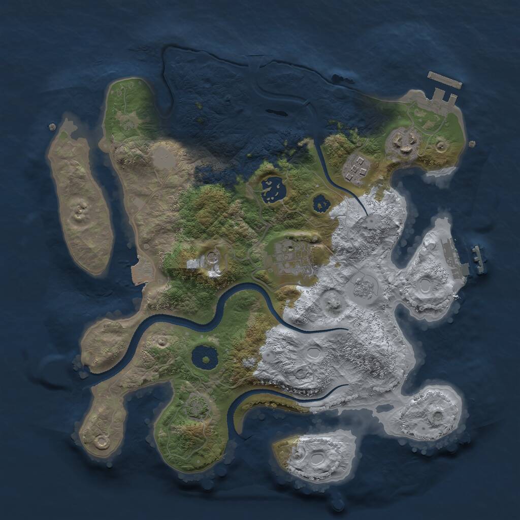 Rust Map: Procedural Map, Size: 3000, Seed: 29476, 10 Monuments