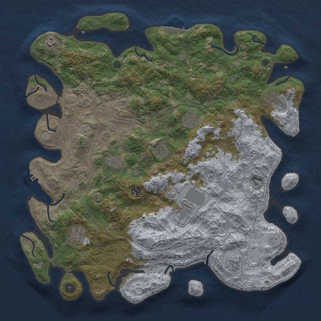 Rust Map: Procedural Map, Size: 4500, Seed: 2901742, 17 Monuments