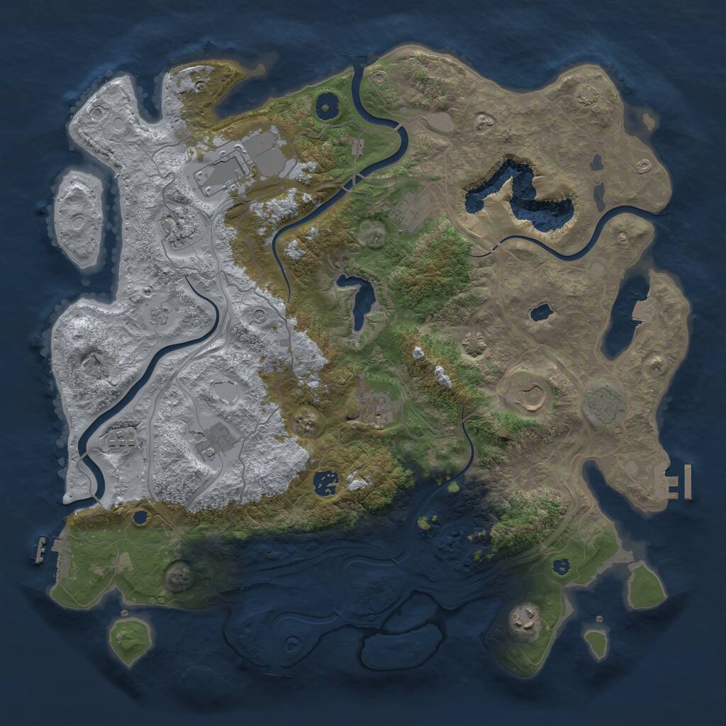 Rust Map: Procedural Map, Size: 4250, Seed: 501928408, 16 Monuments