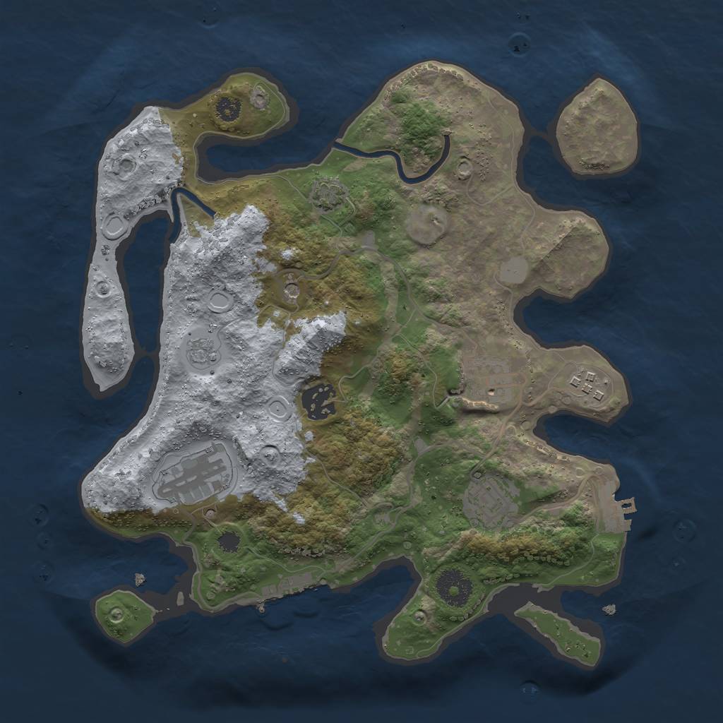 Rust Map: Procedural Map, Size: 3000, Seed: 748767325, 12 Monuments