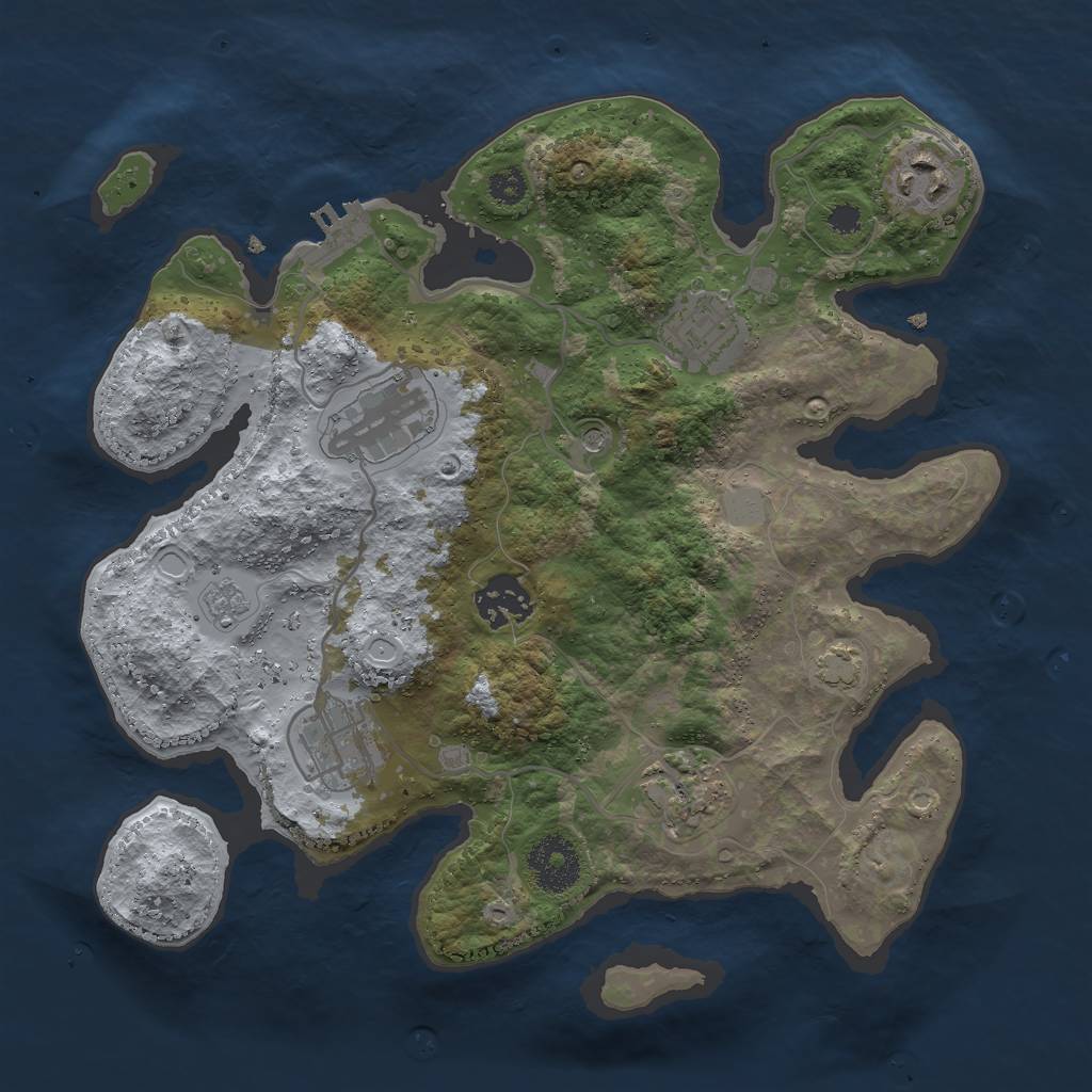 Rust Map: Procedural Map, Size: 3000, Seed: 29582, 12 Monuments