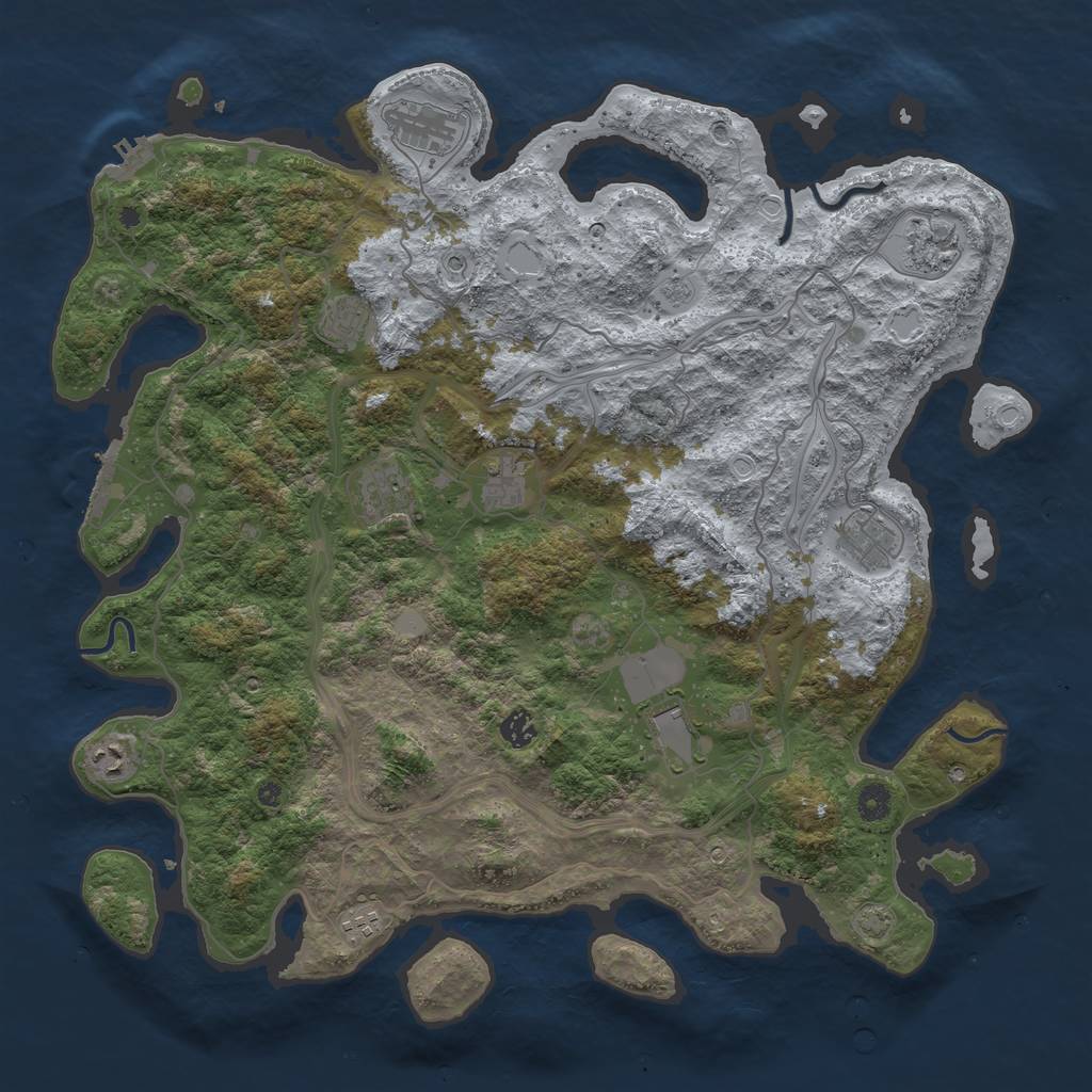 Rust Map: Procedural Map, Size: 4500, Seed: 54315, 17 Monuments