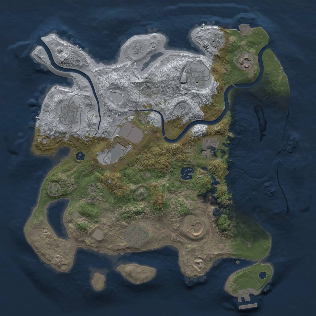 Rust Map: Procedural Map, Size: 3500, Seed: 471244300, 16 Monuments
