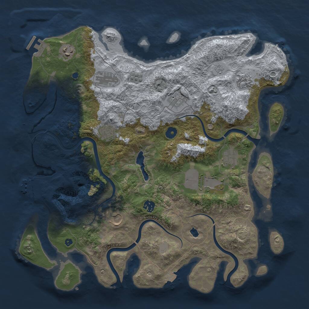 Rust Map: Procedural Map, Size: 4060, Seed: 3746189, 16 Monuments