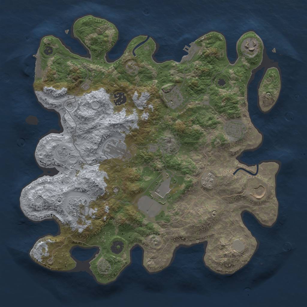 Rust Map: Procedural Map, Size: 3500, Seed: 719384804, 16 Monuments